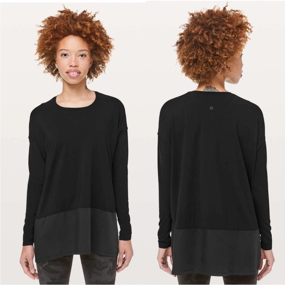 NWT Lululemon Black Ease of Mind Long Sleeve Workout Top - Size 6